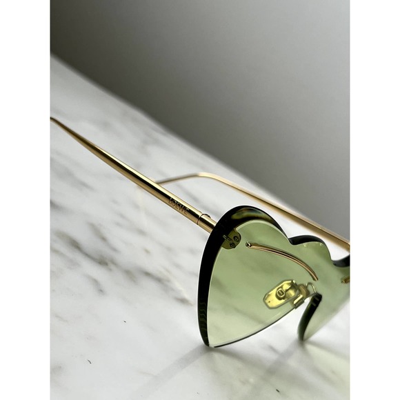 NEW Loewe LW40082U Gold Green Heart Rimless Sunglasses - Picture 6 of 9